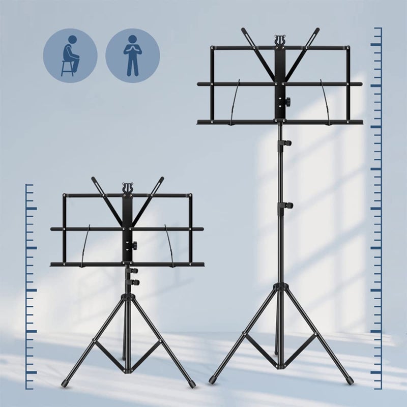 ENNBOM 2-in- 1 Music Stand Portable Folding Sheet Music Stand Adjustable Music Sheet Clip Professional Music Sheet Holder with Carry Bag (Pack of 1) - Image 5